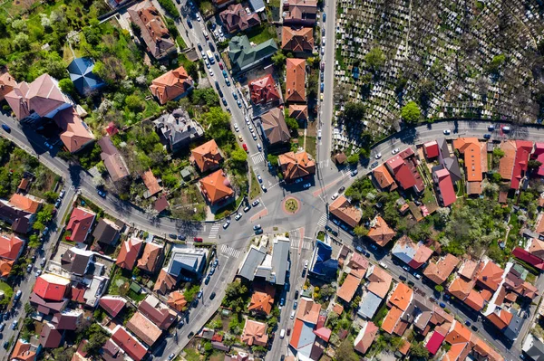 Eski şehir sokakları kavşağıhavadan görünümü — Stok fotoğraf