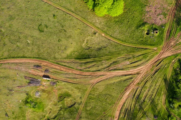Flygbild av en landsbygd grusväg — Stockfoto