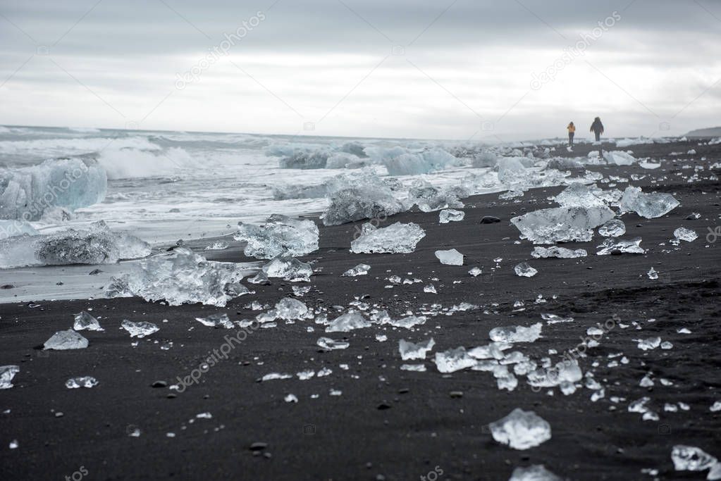Icebergs on Diamond beach, Jokulsarlon, Iceland