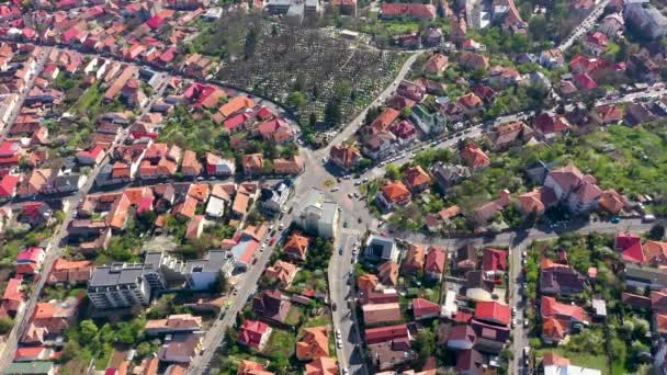 Veduta Aerea Della Rotatoria Del Traffico Incrocio Giratorio Sette Strade — Video Stock