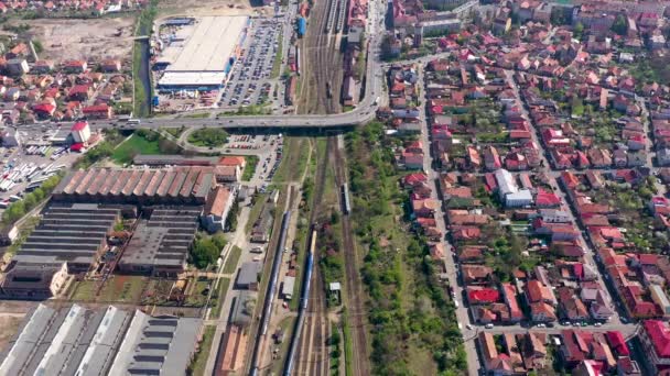 Vista Aérea Los Edificios Ciudad Desde Dron Cluj Napoca Transilvania — Vídeo de stock