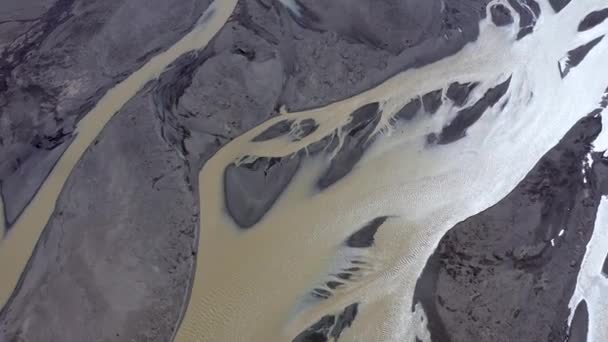 Luchtfoto Drone Weergave Van Een Enorme Rivierbedding Delta Glaciale Riviersysteem — Stockvideo