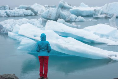 Jokulsarlon, İzlanda yüzer buzdağları turist hayran