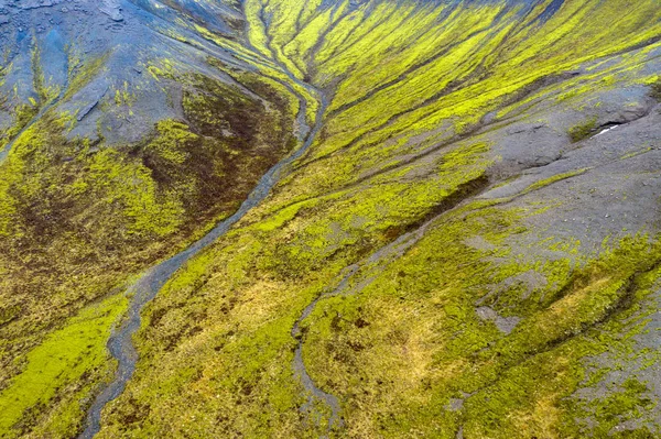 Widok z lotu ptaka na pole lawy Eldhraun w Islandii — Zdjęcie stockowe