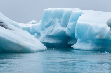Jokulsarlon, Izlanda 'da yüzen buzdağları erime