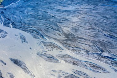 Aerial drone view of a huge riverbed, Iceland clipart