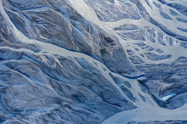 Aerial drone view of a huge riverbed, Iceland clipart