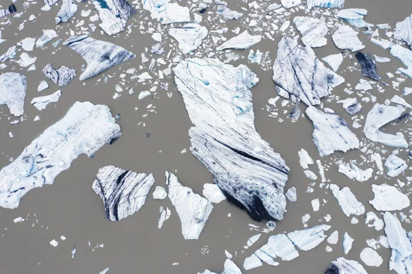 Calentamiento global, vista aérea del glaciar del derretimiento, Islandia —  Fotos de Stock