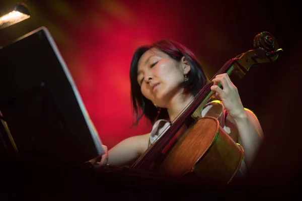 Stråkkvartett utför en symfonisk konsert — Stockfoto