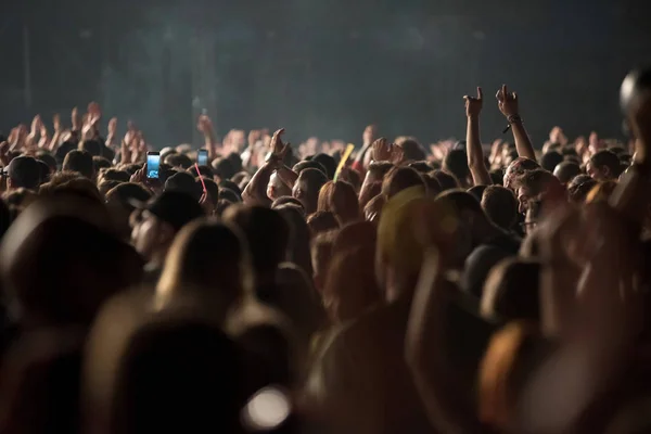 Folle di persone al concerto rock — Foto Stock