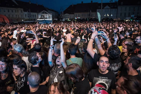 Headbanging menigte bij rock concert — Stockfoto