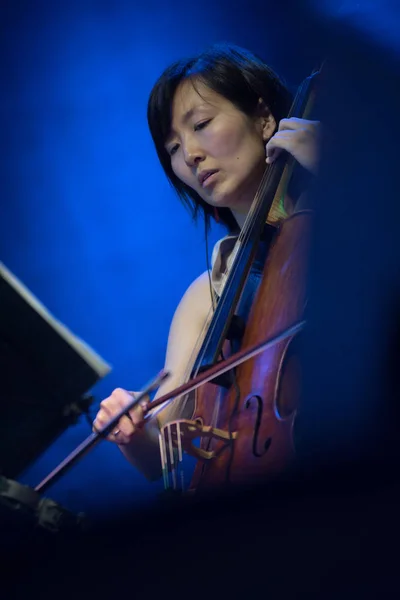 Stråkkvartett utför en symfonisk konsert — Stockfoto