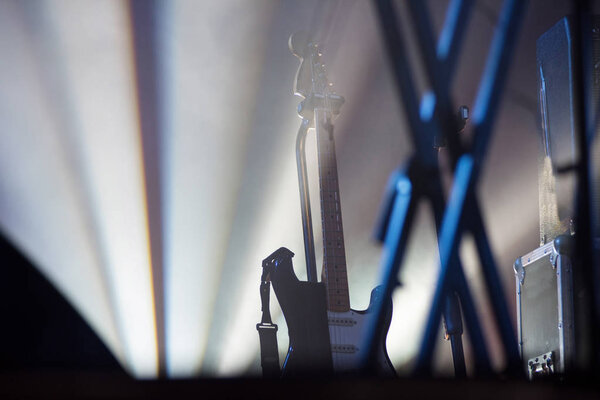 Guitar stand on the stage 
