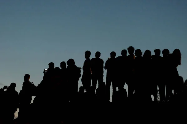 Silhuett av konsert publiken — Stockfoto