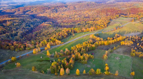 Flygfoto av en landsbyväg — Stockfoto