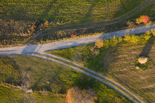 Aerial picture of a countryside village road — Stock Photo, Image