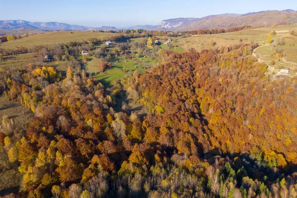 Aerial drone shot van herfst landschap — Stockfoto