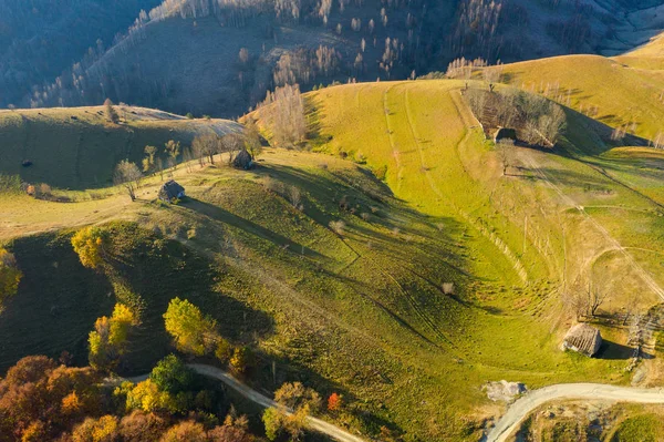 Aerial drone shot of autumn landscape — Stock Photo, Image