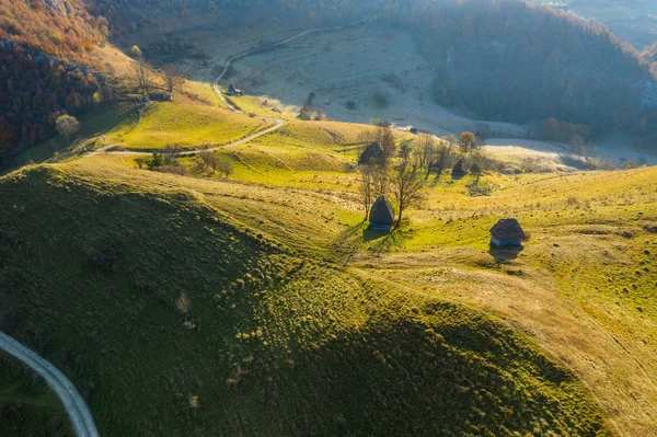 Jesienny krajobraz Drone aerial — Zdjęcie stockowe