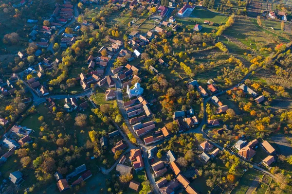 Village aerial top drone view — Stock Photo, Image