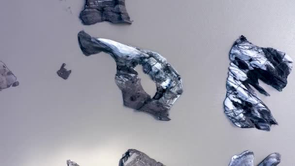 Sopra Vista Aerea Iceberg Galleggianti Ghiacciaio Solheimajokull Islanda — Video Stock