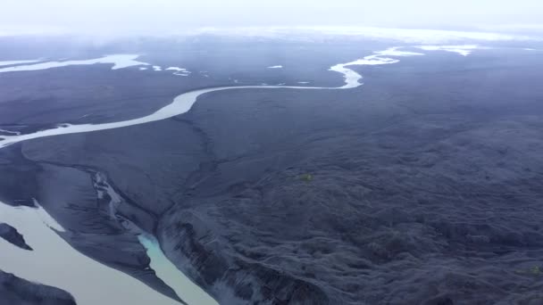 冰岛冰川河流系统的空中无人驾驶图像 — 图库视频影像