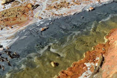 Toxic gold mining residual waters from gold mine flowing and polluting environment. Rosia Montana, Romania