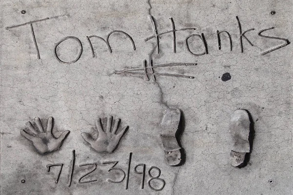 Mão e Pegadas de Tom Hanks Imagens Royalty-Free