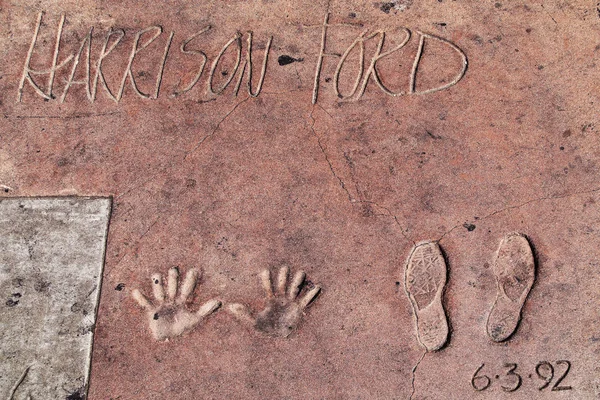 Kéz-és lábnyomok a Harrison Ford Stock Fotó