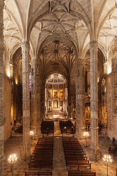 Interiér Kostela Santa Maria Klášteře Jeronimos Lisabon Portugalsko — Stock fotografie