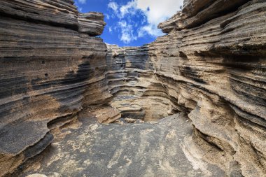 Las Grietas 'ın Yukarı Bölgesi, Lanzarote, Kanarya Adaları, İspanya.