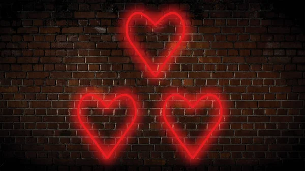 Small red hearts neon sign