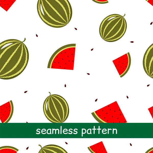 Seamless mönster av vattenmelon på vit bakgrund. — Stock vektor