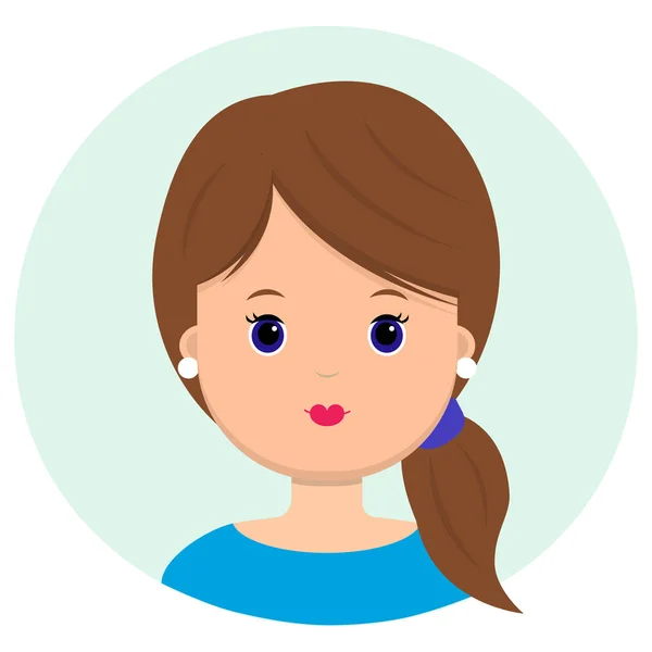 Hermosa Joven Con Pelo Castaño Moño Retrato Moda Moderna Salón — Vector de stock