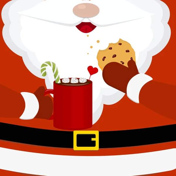 Modern Vector Illustration Santa Claus Milk Oatmeal Cookies Christmas Card — Free Stock Photo