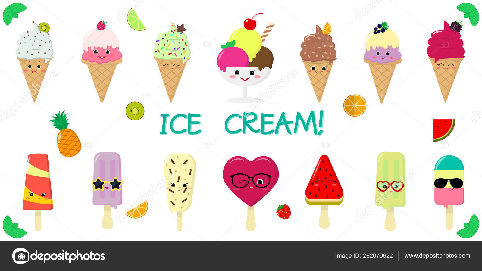 Kawaii Ice cream Clipart, ice cream clip art, kawaii clip art, cute ice  cream digital art, kawaii commercial use with Instant Download