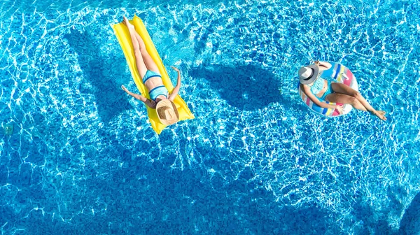 Vue Aérienne Par Drone Des Enfants Dans Piscine Haut Les — Photo