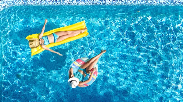 Vue Aérienne Par Drone Des Enfants Dans Piscine Haut Les — Photo