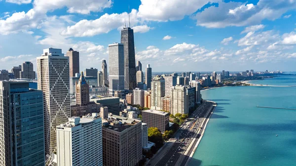 Chicago Manzarası Hava Dron Görünümü Yukarıdan Michigan Gölü Chicago Şehir — Stok fotoğraf