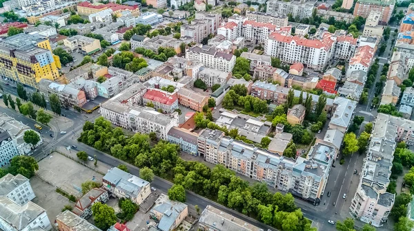 Vista Aérea Del Paisaje Urbano Kiev Horizonte Del Distrito Histórico — Foto de Stock