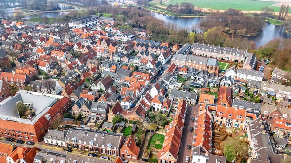 Vista Aérea Las Murallas Fortificadas Naarden Forma Estrella Pueblo Histórico — Foto de Stock