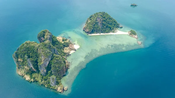 Flydronebilde Tropiske Øyer Strender Båter Blått Andamansk Sjøvann Ovenfra Vakre – stockfoto