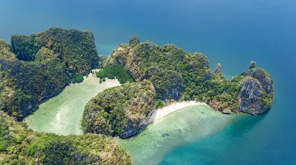 Vista Aérea Del Dron Tropical Isla Koh Hong Azul Claro —  Fotos de Stock