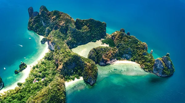 Εναέρια Θέα Στο Τροπικό Νησί Koh Hong Μπλε Καθαρό Θαλασσινό — Φωτογραφία Αρχείου