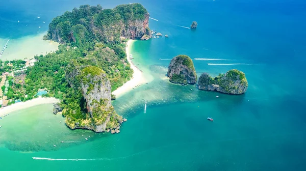 Railay Strand Thaiföldön Krabi Tartomány Légi Kilátás Trópusi Railay Pranang — Stock Fotó