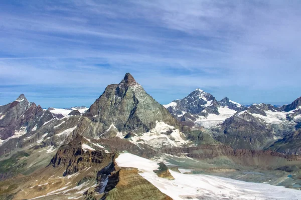 Schöne Schweizer Alpenlandschaft Mit Matterhornblick Sommerberge Zermatt Schweiz — Stockfoto