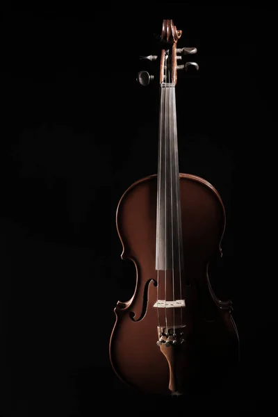 ヴァイオリン オーケストラの楽器 クラシック音楽の楽器 黒の背景に分離されたヴァイオリン — ストック写真