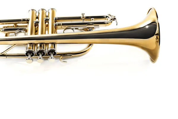 Trombeta Isolada Sobre Fundo Branco Corneta Instrumento Música Chifre — Fotografia de Stock