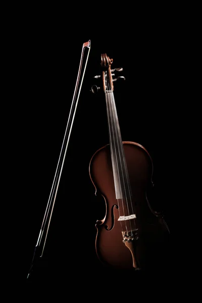 Fiol Musikinstrument Orkester Klassisk Musikinstrument Violin Isolerad Svart Bakgrund — Stockfoto