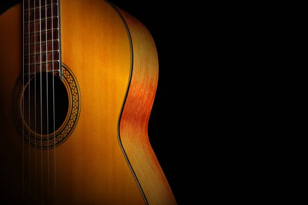 Guitarra Acústica Guitarra Clássica Espanhola Close Instrumentos Musicais Close — Fotografia de Stock